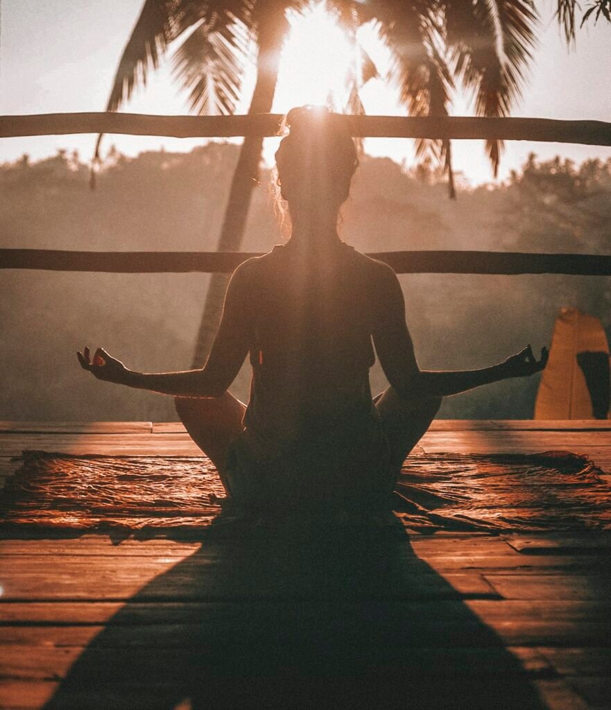 Person practicing meditation for calm and mindfulness